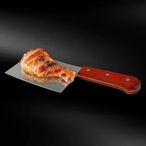 Vista 3 de Cuchillo profesional para carne, picador de acero inoxidable con mango de madera natural, cuchillo de carnicero profesional de alta resistencia