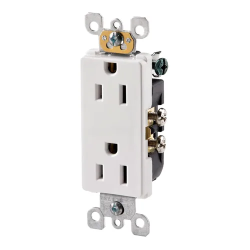 Vista 4 de Receptáculo Leviton doble de 15 A y 125 V, toma de tierra, Blanco, M02-5325-WMP, 125.00 volts 2-Blanco