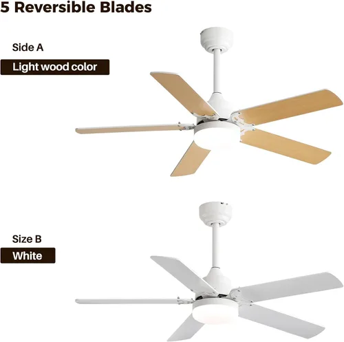 Vista 7 de Sofucor Ventiladores de techo con luces, ventilador de techo de perfil bajo de 42 pulgadas con luz y control remoto, moderno ventilador de techo