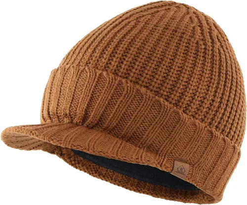 Vista 20 de Home Prefer - Gorro de invierno para hombre de punto grueso con visera, gorro tipo newsboy