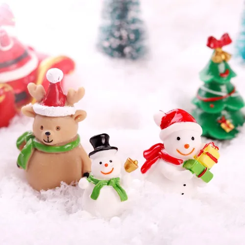 Vista 7 de yeesport 18 figuras en miniatura de Navidad, mini Papá Noel, adorno de Navidad, micro paisaje, árbol de Navidad, muñeco de nieve, reno, regalo