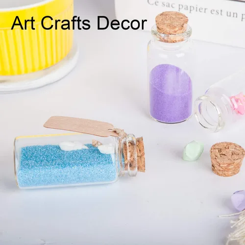 Vista 4 de 64 botellas de vidrio con tapones de corcho, decoración de bricolaje, pequeños frascos de vidrio pequeños, recuerdos, mini frascos de corcho