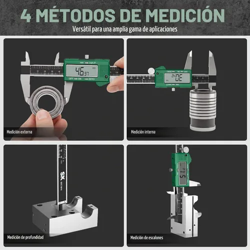 Vista 5 de SK 6'' Digital Calipers, Vernier Caliper Measuring Tool, ±0.001" Accuracy Electronic Calibrador with Large LCD Screen, Auto-Off Feature