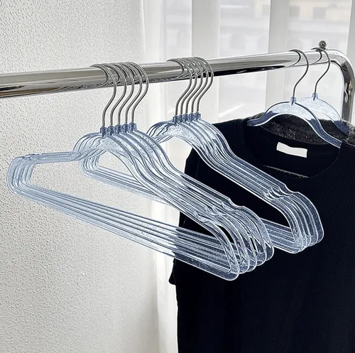 Vista 2 de Percha de plástico brillante, 20 perchas de acrílico transparente con purpurina, colgador de ropa ultrafino para trajes de vestir (BL)