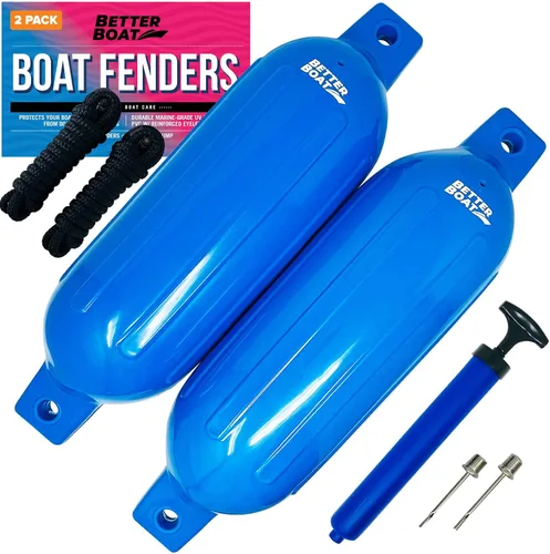 Vista 6 de Better Boat Boat Fenders for Docking, 23" x 6.5" Inflatable Black Boat Bumpers with Pump and Lines, Dock Bumpers for Pontoon Boats