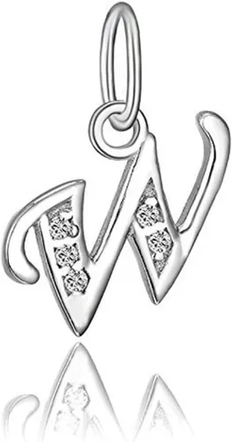 Vista 23 de Adabele Auténtica plata de ley brillante A-Z 26 letras pequeñas del alfabeto con circonita cúbica, colgante de diamantes de imitación resistente al