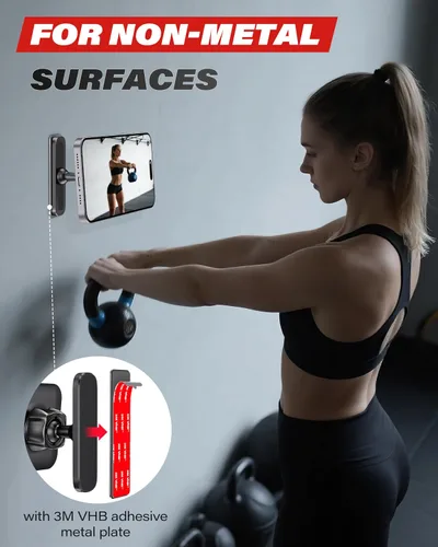 Vista 5 de A2C Gym - Soporte magnético para teléfono, base de aluminio duradera para superficies metálicas y no metálicas, compatible con MagSafe iPhone 12-17