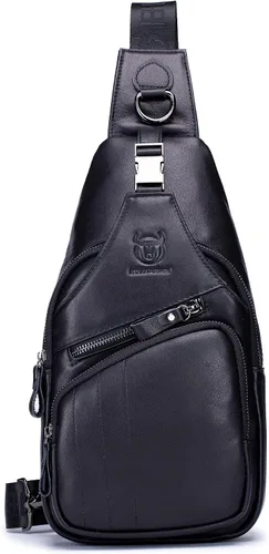 Vista 52 de LUKZIJAES Bolso bandolera de cuero genuino para hombre