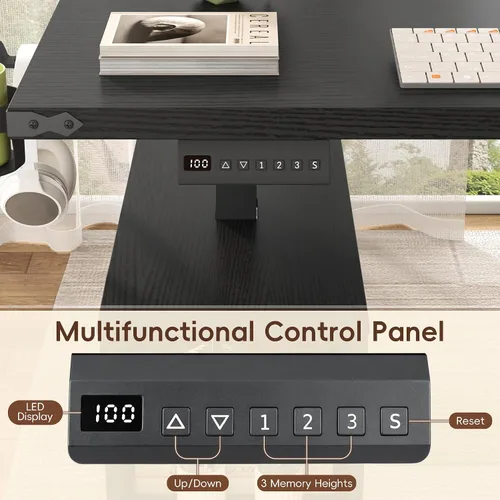 Vista 6 de 55" L-Shaped Electric Standing Desk, Executive Standing Desk, Black