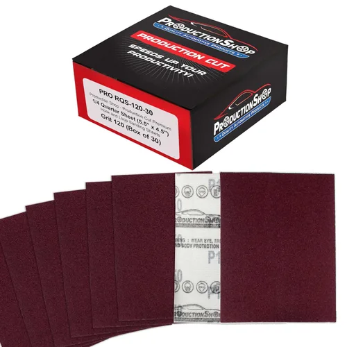 Vista 12 de ProductionShop Hojas de lija rojas de grano 100 de primera calidad, tamaño de 1/4 de hoja, caja de 30 – papel de lija con gancho y bucle, abrasivo