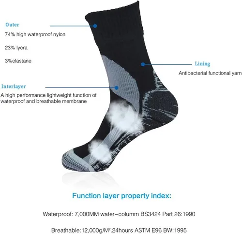 Vista 7 de RANDY SUN Calcetines impermeables, unisex, para ciclismo, caza, pesca, correr, 1 y 2 pares