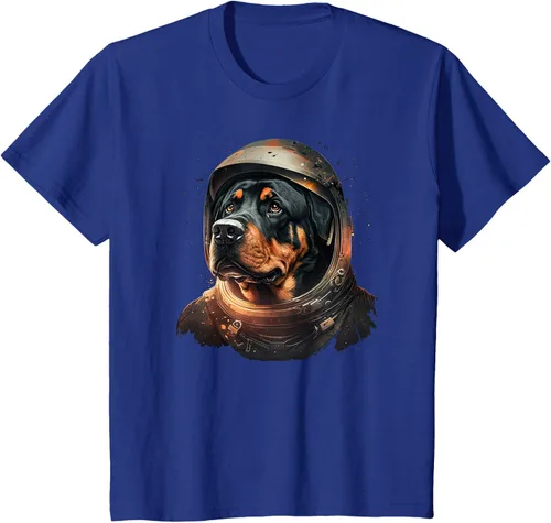 Vista 36 de Divertida camiseta Rottweiler con diseño de astronauta rottweiler en galaxia espacial, Negro
