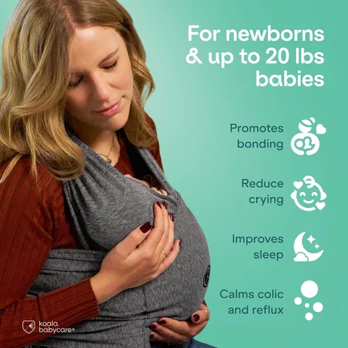 Vista 6 de Koala Babycare Portabebés, fácil de llevar como camiseta, portabebés original para recién nacidos hasta niños pequeños, cabestrillo talla única