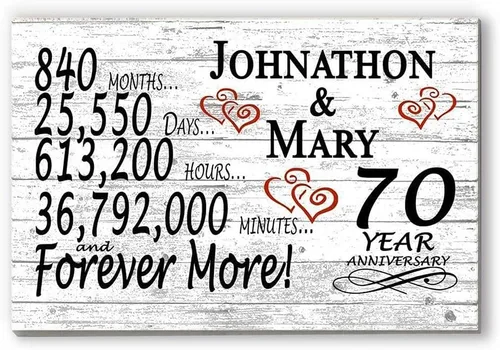 Vista 32 de Letrero personalizado de aniversario de 1 año, regalo de primer aniversario de boda, regalo para días de pareja, minutos, años, madera maciza, 16.5