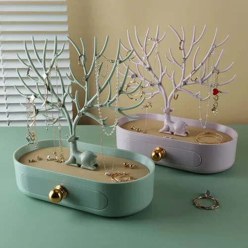 Vista 9 de MORE&LESS Antlers - Soporte de exhibición de joyería con mango de aleación de aluminio, organizador colgante de torre de árbol para anillos, aretes