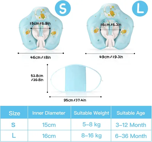 Vista 5 de WYRIAZA Baby Pool Float with Canopy, Baby Float for Pool Swimming, Infant Pool Floats with UPF50+ Sun Protection, Infant Floaties with Safety Seat