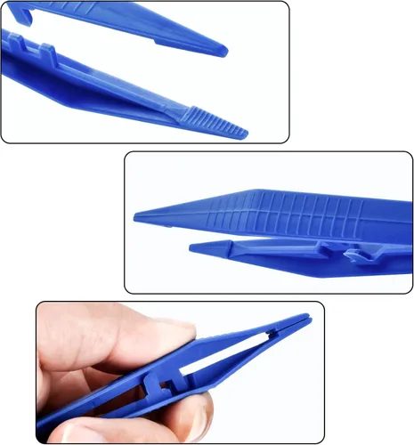 Vista 2 de AccEncyc Paquete de 10 pinzas desechables a granel, pinzas de plástico azules de 5 pulgadas para el hogar, la escuela y el laboratorio