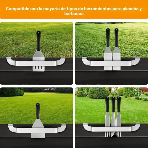 Vista 5 de Soporte Magnético para Espátula de Plancha de 10 Pulgadas, Estante de Herramientas de Parrilla de Barbacoa de Acero Inoxidable, Accesorios