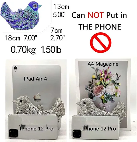 Vista 2 de Bolsos de mano para mujer, bolsa de noche de cristal con diamantes de imitación, bolso de fiesta de boda