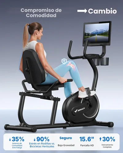 Vista 2 de MERACH Bicicleta Reclinable Estática para el Hogar con Bluetooth Inteligente y Aplicación Exclusiva para Bicicletas de Ejercicio, LCD, Manillar