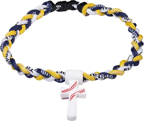 Vista 11 de Collar de cuerda de béisbol con cruz de silicona