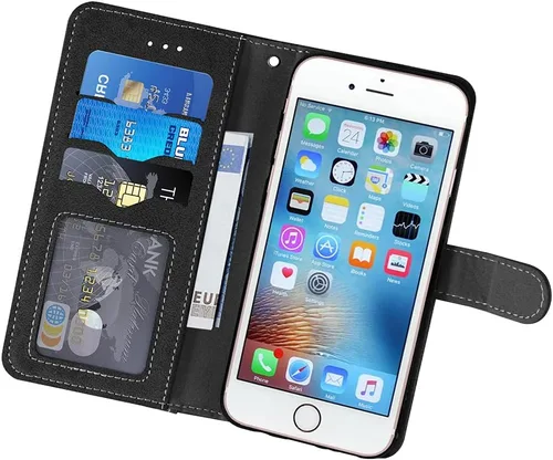Vista 3 de Funda compatible con iPhone 6plus 6splus 6/6s Plus y protector de pantalla de vidrio templado, funda para tarjetero/tarjetero, fundas para teléfono