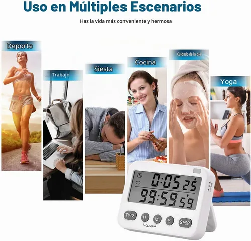 Vista 3 de Pomodoro 25, temporizador de productividad ajustable de 5 minutos, color blanco