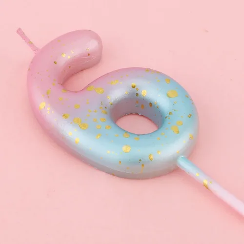 Vista 3 de Vela de cumpleaños con números degradados, velas de cumpleaños degradadas color rosa y azul para tartas, letras numéricas, velas de cumpleaños