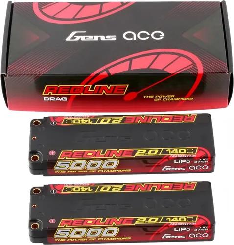 Vista 5 de Gens ace Redline 2.0 Series 5000mAh 2S 7.4V 140C HardCase 56# Batería Lipo con bala de 0.197 in (2 piezas)