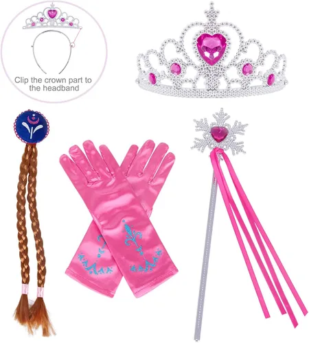 Vista 2 de Vestido de disfraz de princesa Anna para niñas con accesorio para Halloween cumpleaños para dormir sobre fiesta