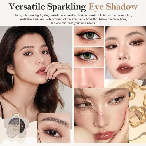 Vista 6 de Paleta de sombras de ojos con purpurina rosa, sombra de ojos color crema brillante mate, sombra de ojos marrón ahumado perezosa, altamente