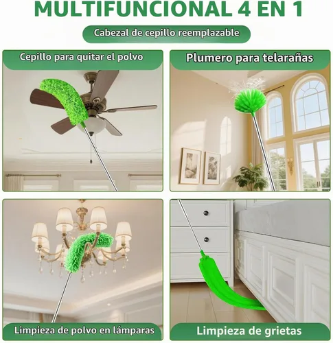 Vista 2 de Plumeros para limpieza de mango largo extensible, plumero Webster con poste de extensión, cepillo removedor de telaraña con poste, limpiador de web