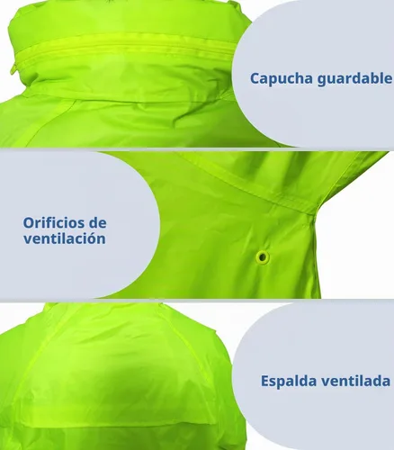 Vista 5 de RainRider Chubasquero para hombre, impermeable, largo, con capucha plegable, ligero, poncho unisex Amarillo