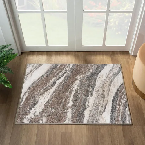 Vista 12 de LUXE WEAVERS Lagos Collection 7983 Alfombra geométrica, color marrón, tamaño 2 x 3 Art Deco Patrón de remolino de mármol, pila media, alfombra