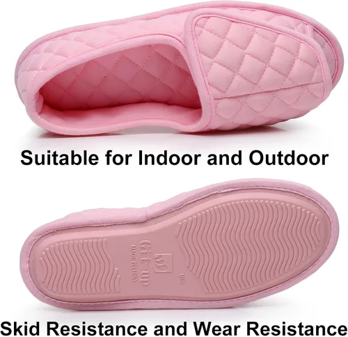 Vista 43 de Git-up -Pantuflas para mujer con diabetes/artritis/edema, cierre ajustable, espuma viscoelástica, punta abierta, extra ancha