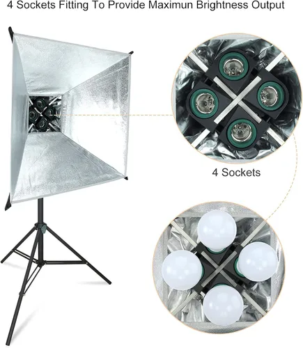 Vista 3 de LINCO Lincostore 9600 Lumens Studio Photography Kit de iluminación con caja de luz automática emergente AM247