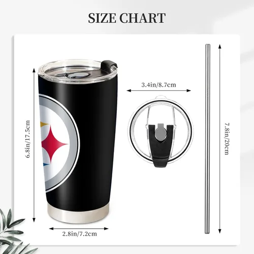 Vista 2 de Vaso de café aislado de fútbol americano, vaso de viaje de acero inoxidable al vacío de 20 onzas con tapa y pajita, taza de café para bebidas frías