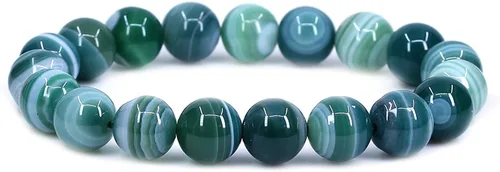 Vista 6 de Amandastone Pulsera elástica de cuentas redondas de 0.394 in con piedras preciosas naturales de 7 pulgadas Bloodstone africano