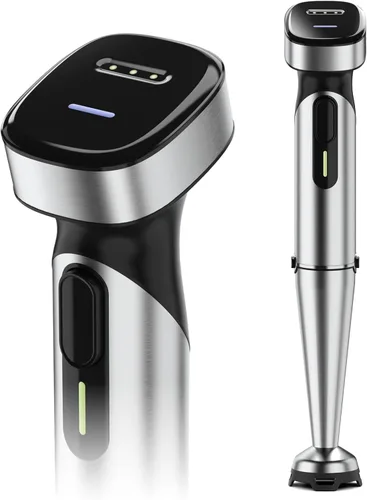 Vista 19 de Batidora de inmersión de mano con cable turelar, juego de licuadoras de mano de 1100W, disparador de velocidad variable 5 en 1 con palillo Negro