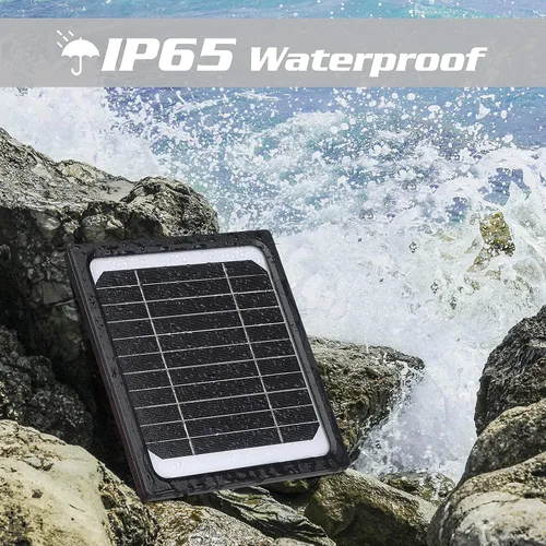 Vista 6 de Panel solar de 5 W y 12 V para cámara de rastro con batería recargable de 5200 mAh - Kit de cargador solar impermeable IP65, fuente de alimentación