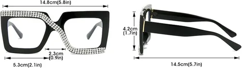 Vista 2 de Melrose Gafas de lectura cuadradas de diamante transparente para mujer, gafas de diamantes de imitación de luz azul de moda 2 piezas ámbar y floral