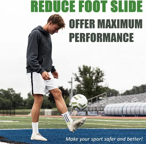 Vista 5 de Bevigorio Grip - Calcetines de fútbol para hombre, acolchados y antideslizantes, calcetines de fútbol con empuñaduras para hombres atléticos