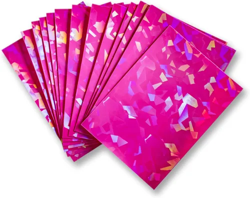 Vista 15 de 100 fundas holográficas negras para tarjetas, ajuste perfecto, fundas brillantes para tarjetas coleccionables, tamaño estándar, compatibles