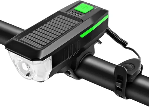 Vista 10 de Faro de bocina de bicicleta solar / USB de doble carga para bicicleta, luz de bocina de bicicleta de alto brillo, impermeable, luz de bocina