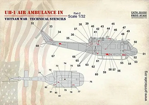 Vista 4 de Print Scale 32-031 - 1/32 - Ambulancia aérea UH-1 en la guerra de Vietnam + Tech.Stencils