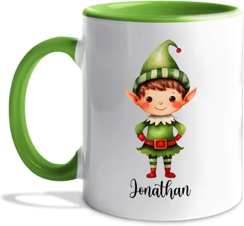 Vista 38 de Taza de café de Papá Noel con nombre personalizado – Taza de Papá Noel personalizada, 11 onzas y 15 onzas, bonita taza de cerámica blanca regalo
