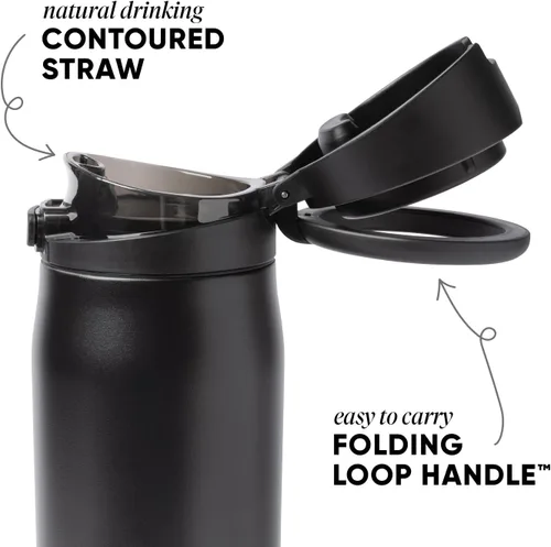 Vista 2 de Simple Modern Mesa Loop - Botella de agua con popote cubierto y asa Botellas de acero inoxidable aisladas de 24 onzas aptas para portavasos