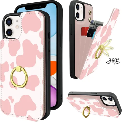 Vista 7 de Funda compatible con iPhone 11 con tarjetero y soporte para tarjetas, soporte de anillo de dedo de rotación de 360º, función atril, protección RFID