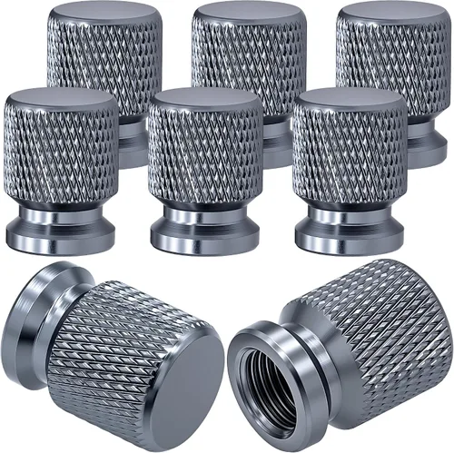 Vista 55 de 4 piezas de tapas de válvula de neumático con estilo púas, cubiertas de válvula de neumático universales de aleación de aluminio a prueba de polvo