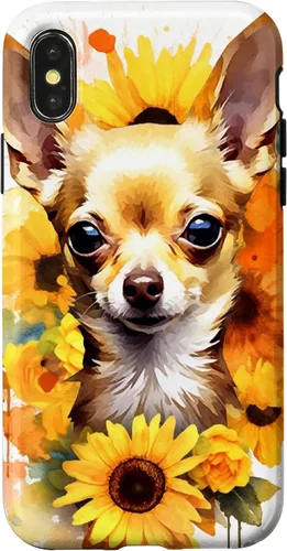 Vista 5 de Chihuahua Dog Watercolor Funda de girasol Chihuahua para iPhone 17